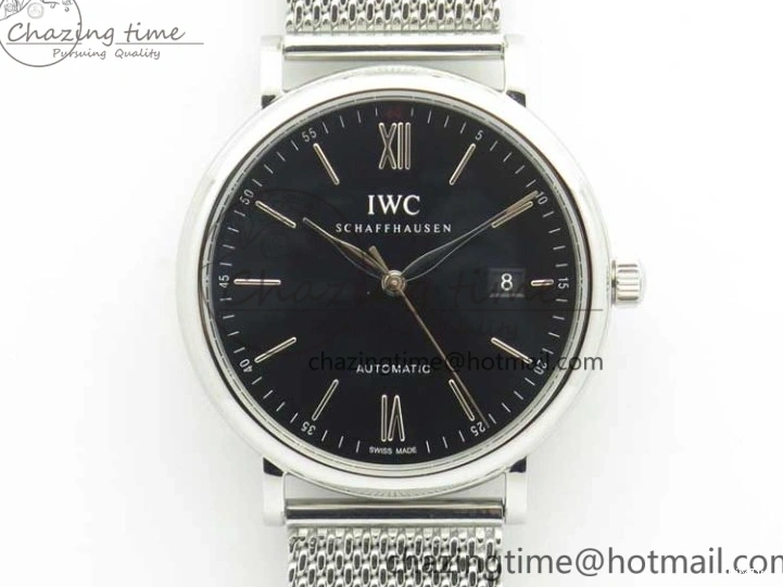 MIROTIME 0225 FastDry Portofino IW356501 SS V3 MK 1:1 Best Edition Black Dial On SS Mesh Bracelet MIYOTA 7195